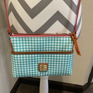Dooney and Bourke Gingham Checkered Green Teal and White Crossbody